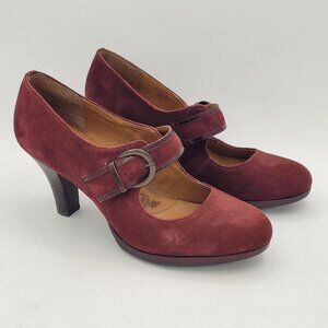Sofft Miranda Burgundy Suede Mary Jane Pumps Women's Size 7.5
